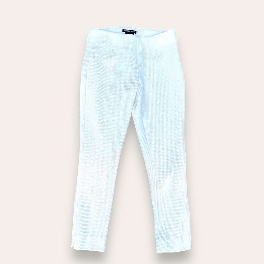 Peace of Cloth Cream Textured Capri Pants